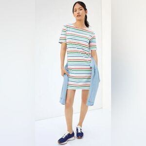 KULE The Tee Dress Rainbow Stripe Jersey Crew Neck Short Sleeve Multicolor sz M